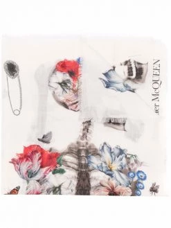 Alexander McQueen fine-knit printed scarf