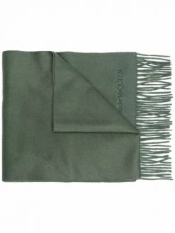 Alexander McQueen embroidered-logo fringed scarf