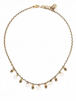 Alexander McQueen skull-detail pearl-embellished necklace