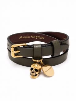 Alexander McQueen skull-embellished wraparound bracelet