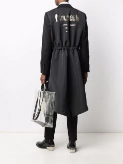 Alexander McQueen logo-print double-breasted coat