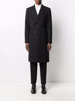 Alexander McQueen logo-print double-breasted coat