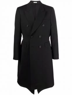 Alexander McQueen logo-print double-breasted coat