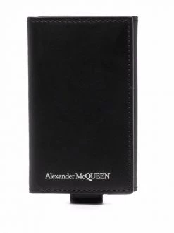 Alexander McQueen engraved-logo key wallet