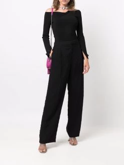 Alexander McQueen logo-embroidered high-waisted trousers