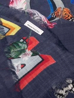 Alexander McQueen floral logo letter scarf