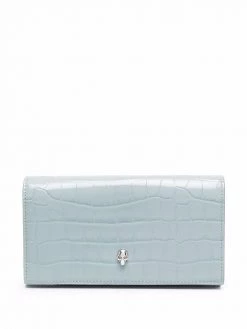 Alexander McQueen Skull charm croc-effect wallet