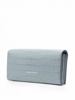 Alexander McQueen crocodile-effect skull-stud wallet