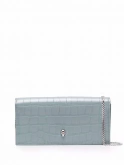 Alexander McQueen crocodile-effect skull-stud wallet