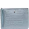Alexander McQueen crocodile-effect skull-stud clutch bag