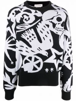 Alexander McQueen skull-intarsia jumper
