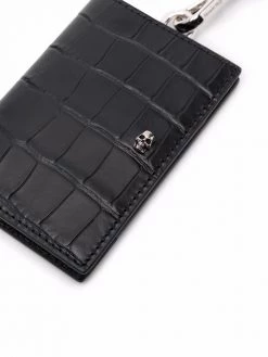 Alexander McQueen skull-plaque leather cardholder