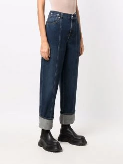 Alexander McQueen contrast-stitching wide-leg jeans