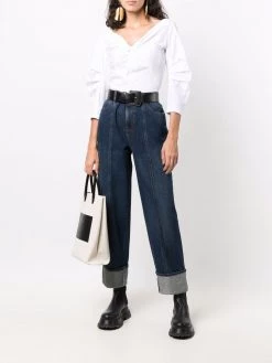 Alexander McQueen contrast-stitching wide-leg jeans