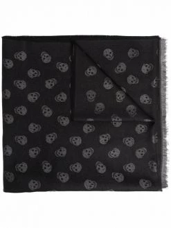 Alexander McQueen skull-print fringed scarf