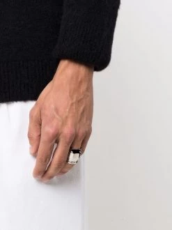 Alexander McQueen engraved-logo ring