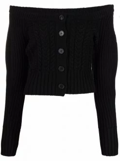 Alexander McQueen cable-knit boat-neck cardigan