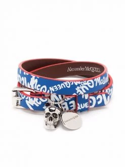 Alexander McQueen Graffiti leather wrap bracelet