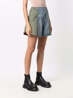 Coupon 🌟 Alexander McQueen Contrasting panel high waist denim shorts ✔️ 7 Alexander McQueen contrasting-panel high-waist denim shorts