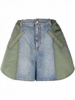 Alexander McQueen contrasting-panel high-waist denim shorts