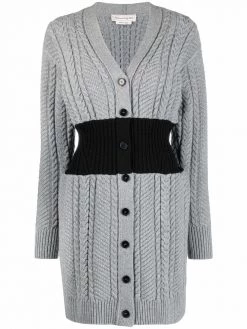Alexander McQueen bi-colour cable knit cardigan