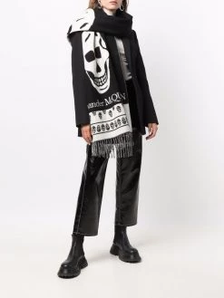 Alexander McQueen logo-print wool scarf