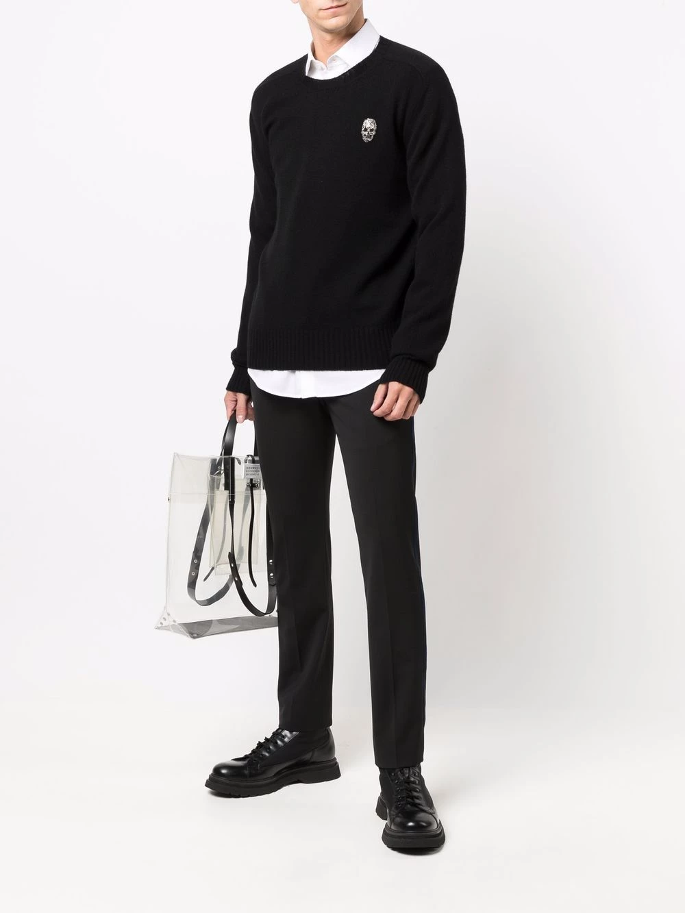 Outlet โ Alexander McQueen Skull embroidered cashmere jumper ๐ 2 Alexander McQueen skull-embroidered cashmere jumper