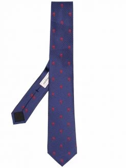 Alexander McQueen Skull embroidered silk tie