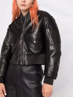 Alexander McQueen polished-finish zip-fastening jacket