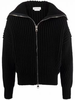 Alexander McQueen ribbed-knit zip-up jacket