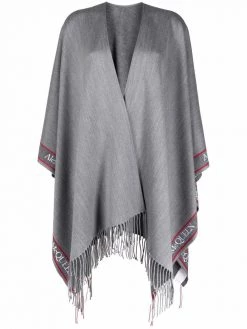 Alexander McQueen logo-trim knitted cape