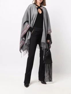 Alexander McQueen logo-trim knitted cape