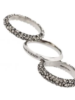 Alexander McQueen set of three crystal-embellished rings