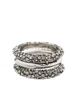 Alexander McQueen set of three crystal-embellished rings