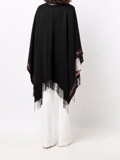 Alexander McQueen logo-trim tasseled poncho scarf
