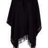 Alexander McQueen logo-trim tasseled poncho scarf