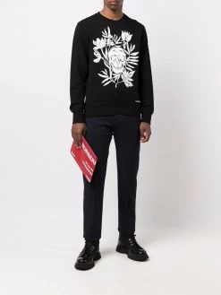 Alexander McQueen skull floral-print crew-neck sweatshirt