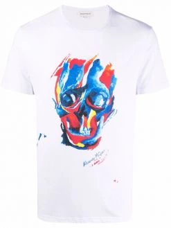 Alexander McQueen painterly skull-print short-sleeve T-shirt