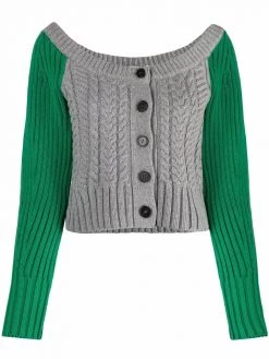 Alexander McQueen two-tone cable-knit cardigan
