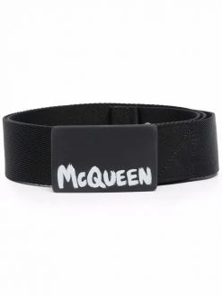Alexander McQueen logo-plaque leather belt