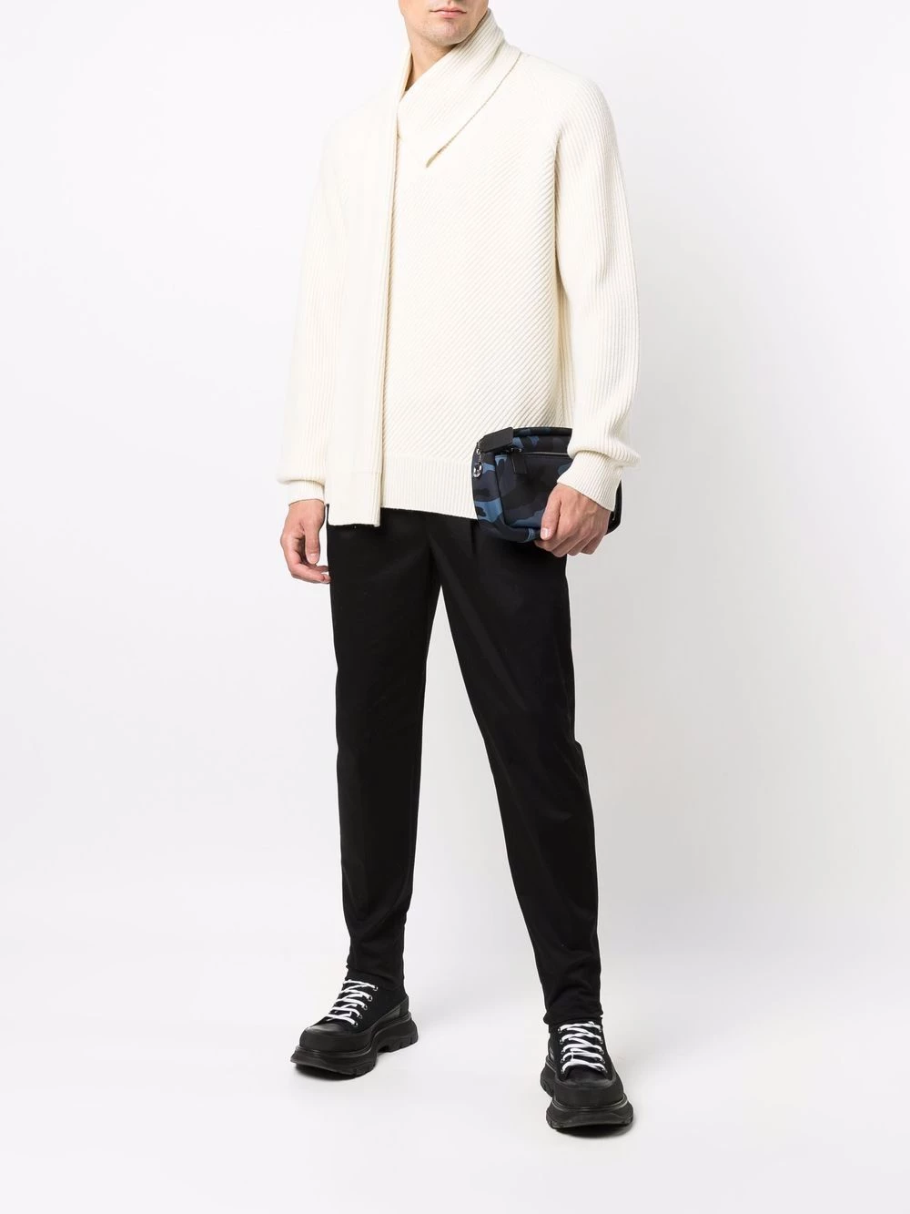 Best Pirce 😍 Alexander McQueen Scarf detail ribbed knit jumper 👍 2 Alexander McQueen scarf-detail ribbed-knit jumper