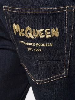 Alexander McQueen logo-embroidered slim-fit jeans