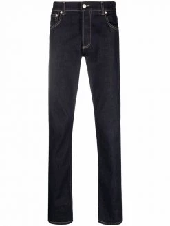 Alexander McQueen logo-embroidered slim-fit jeans