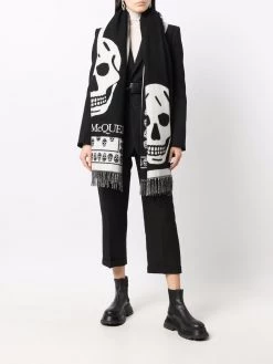 Alexander McQueen skull-print wool scarf
