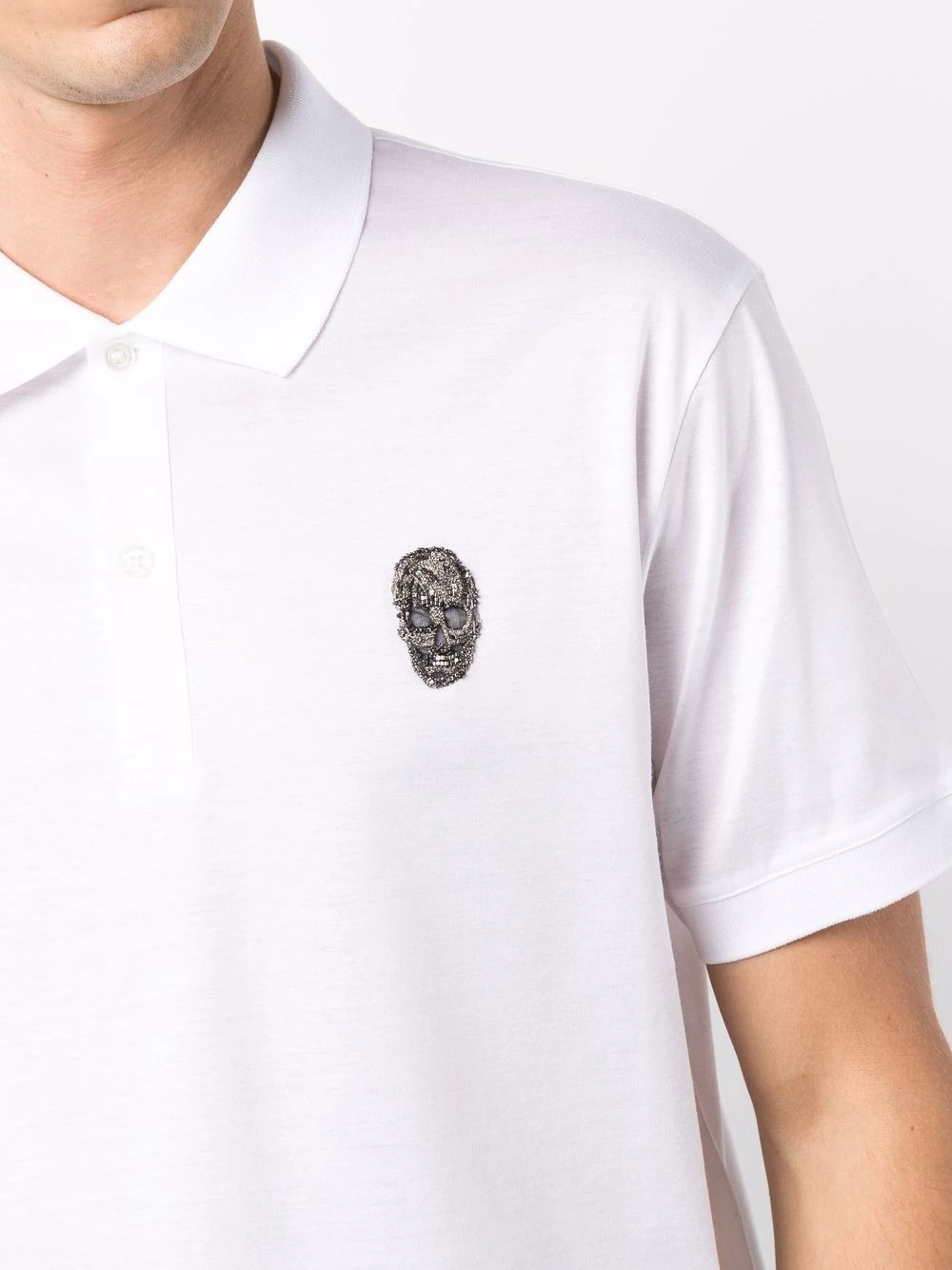Promo ๐คฉ Alexander McQueen Bead embellished Skull polo ๐ shirt ๐ฏ 5 Alexander McQueen bead-embellished Skull polo shirt
