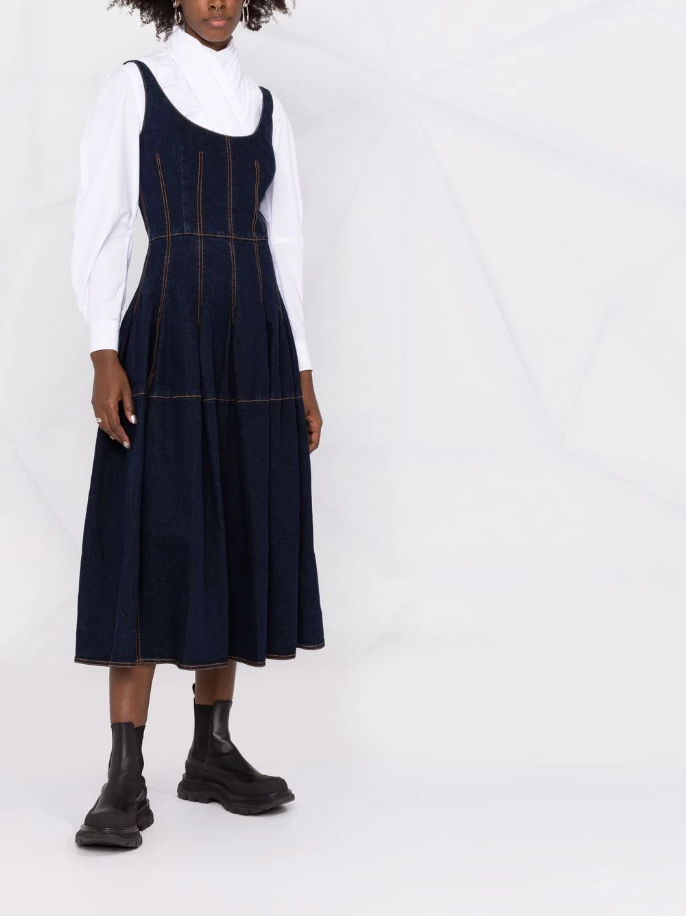 Wholesale โ Alexander McQueen Stitched detailing flared midi ๐ dress ๐งจ 2 Alexander McQueen stitched detailing flared midi dress