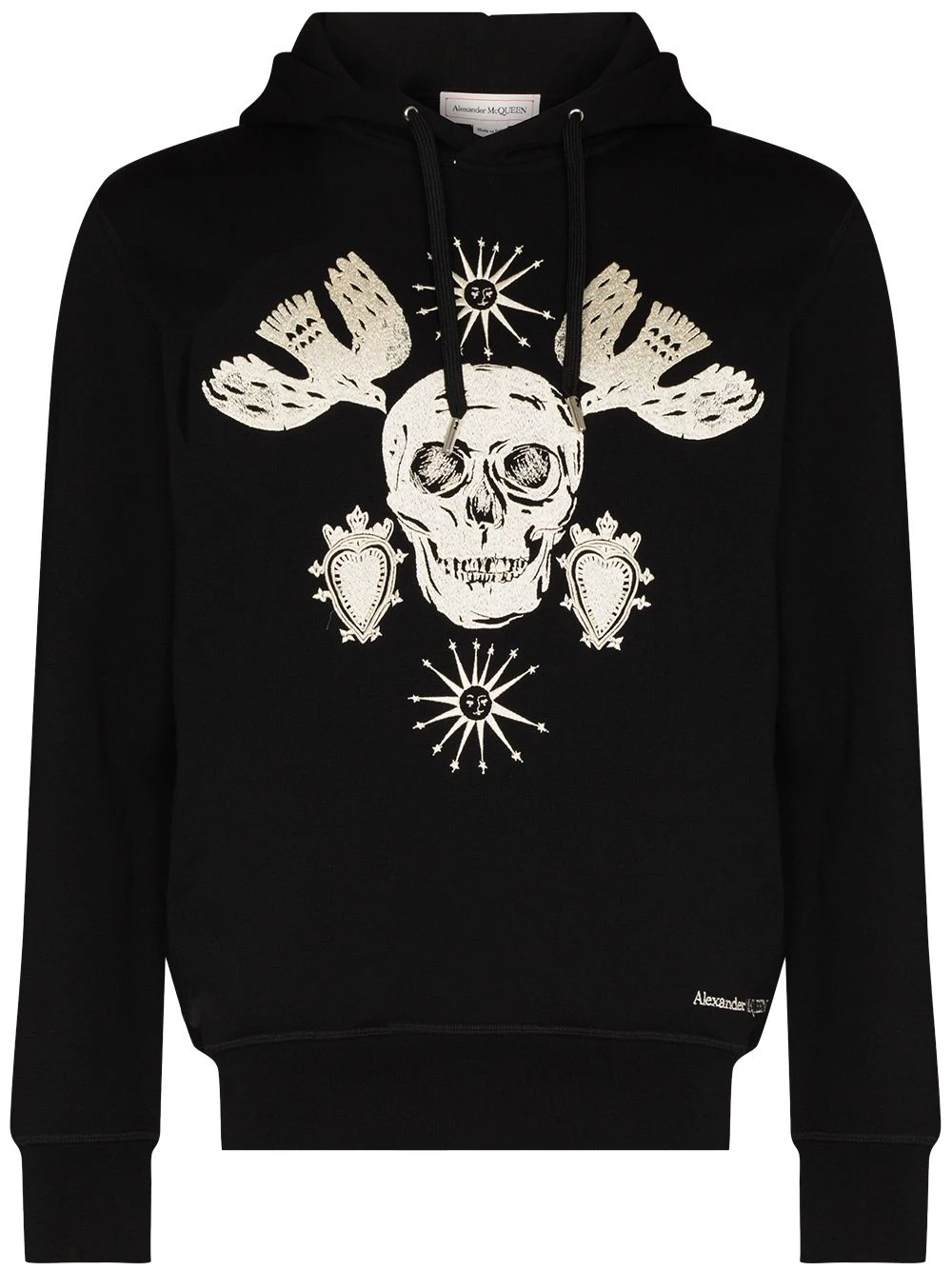 Buy 😀 Alexander McQueen Skull embroidered cotton hoodie 🎁 1 Alexander McQueen skull-embroidered cotton hoodie
