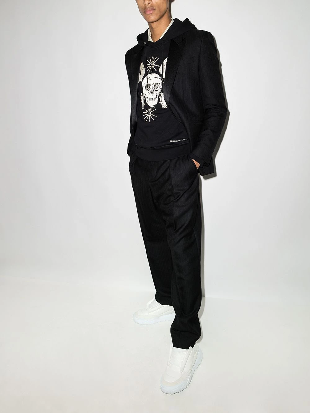 Buy 😀 Alexander McQueen Skull embroidered cotton hoodie 🎁 5 Alexander McQueen skull-embroidered cotton hoodie