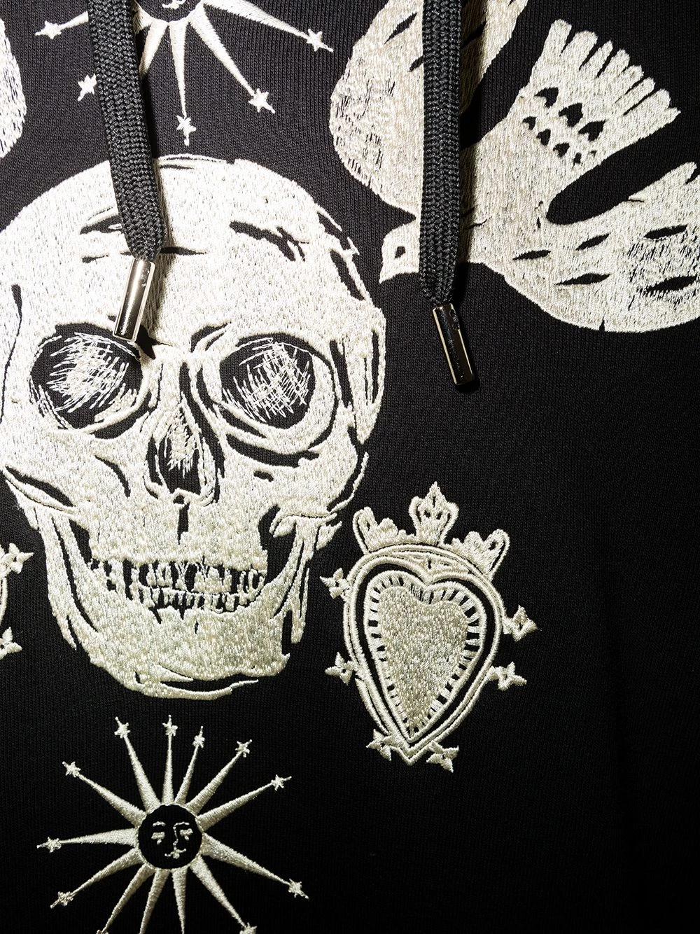 Buy 😀 Alexander McQueen Skull embroidered cotton hoodie 🎁 4 Alexander McQueen skull-embroidered cotton hoodie