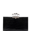 Alexander McQueen crocodile-embossed knuckleduster clutch